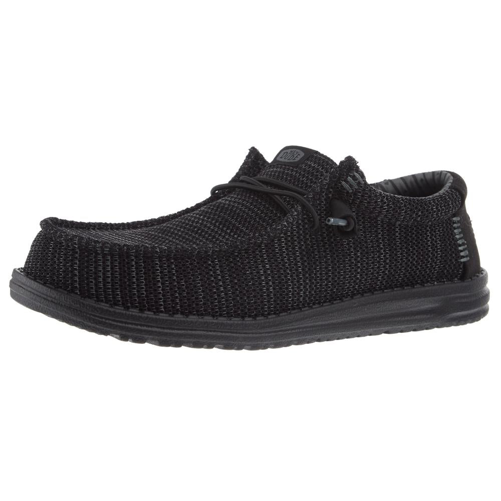 Hey Dude Mens Black Wally Stretch Mesh Casual Shoe
