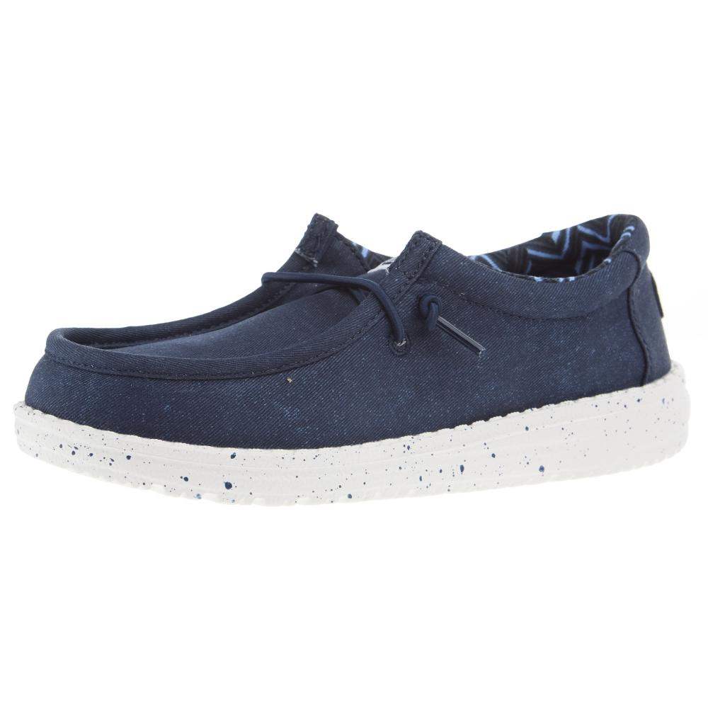 Hey Dude Youth Wally Canvas Navy Casual Shoe