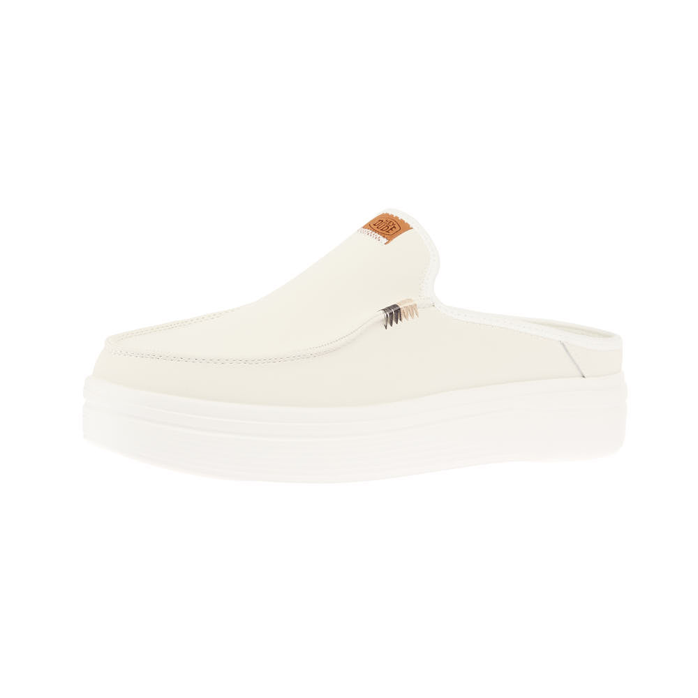 Hey Dude Womens Austin Lift White Leather Slip On