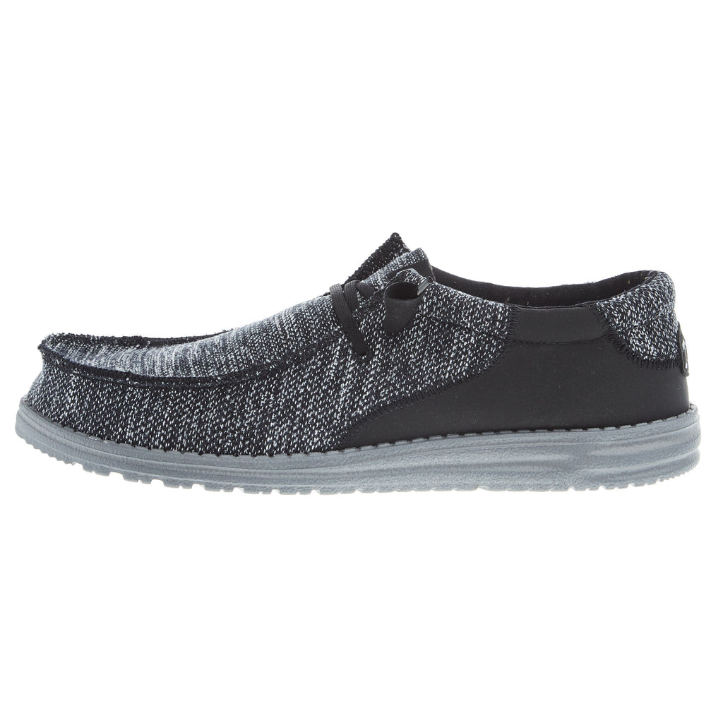 Hey Dude Men's Wally Stitch Flecked Woven Black Casual Shoe