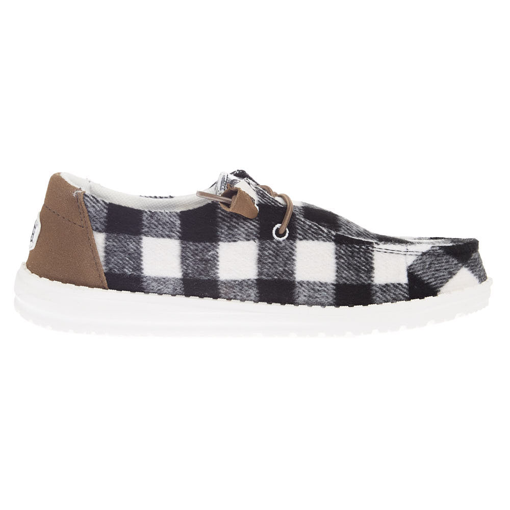 Hey Dude Women's Wendy Buffalo Plaid White and Black Casual