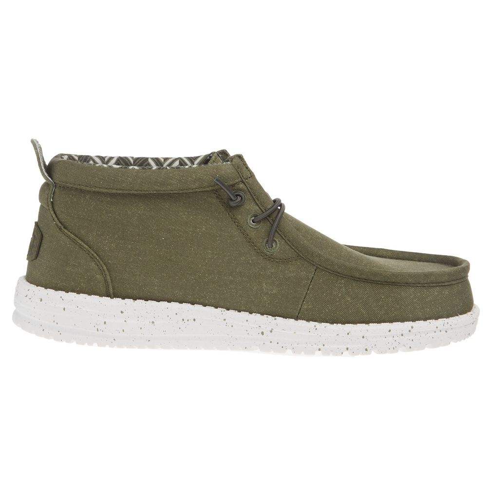 Hey Dude Men's Wally Mid Canvas Olive Casual Shoe