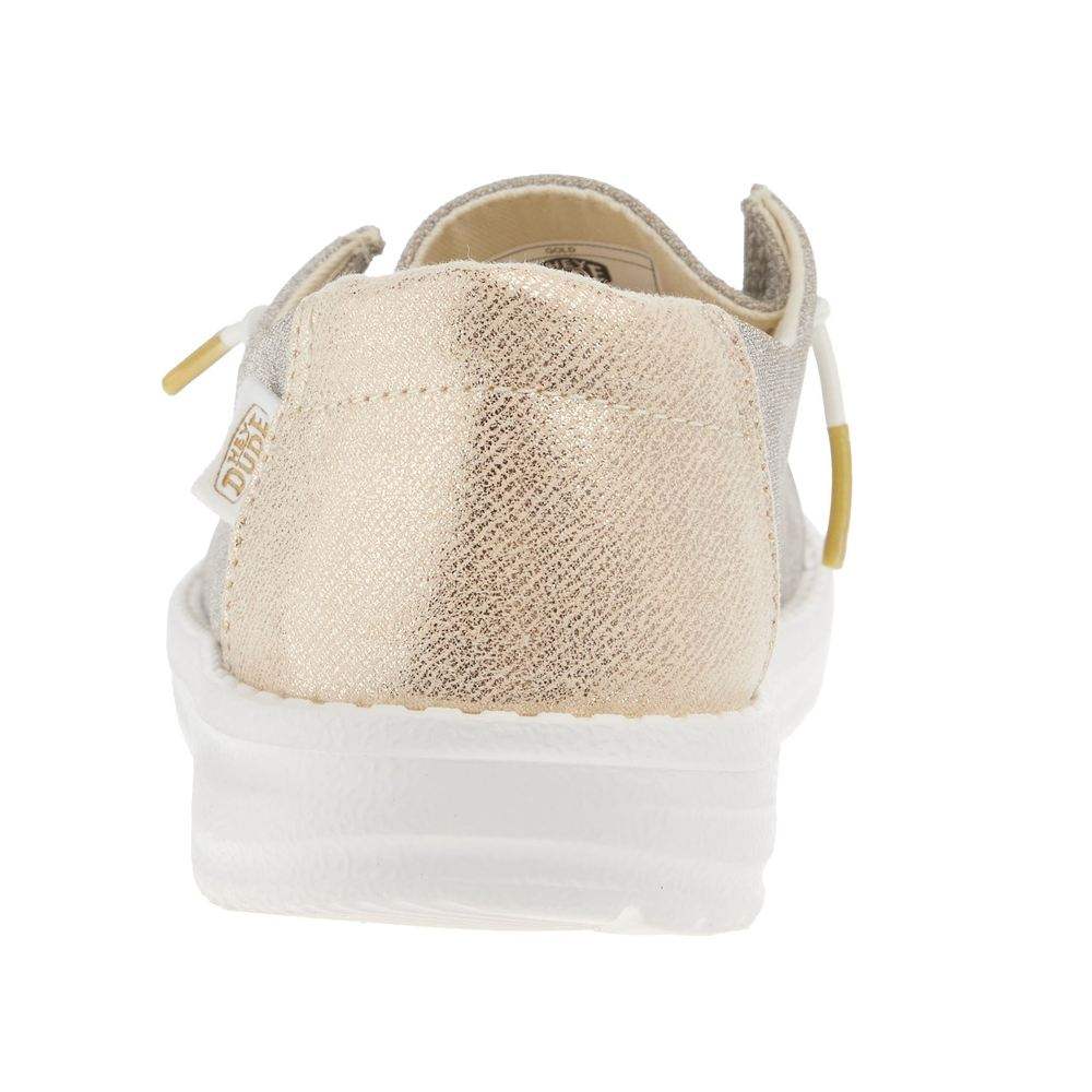 Hey Dude Girls Wendy Metallic Sparkle Gold Casual Shoe