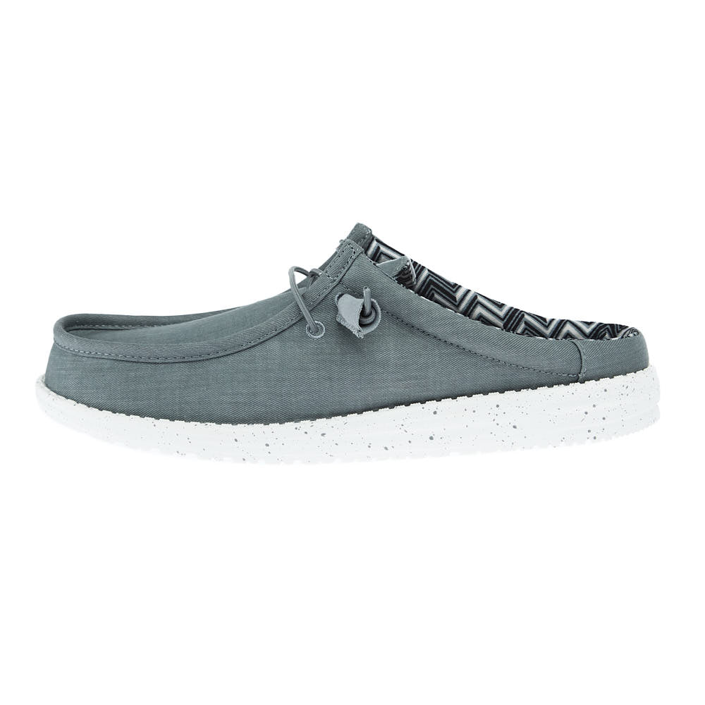 Hey Dude Men`s Grey Wally Slip Stretch Canvas Casual