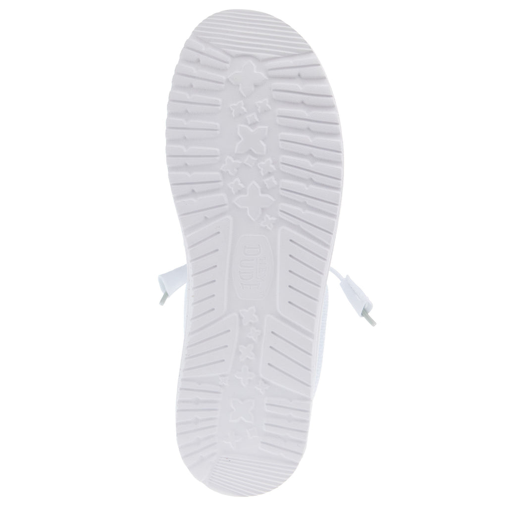 Hey Dude Mens White Wally Stretch Mesh Casual Shoe