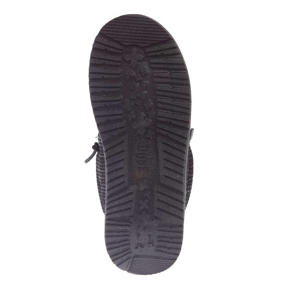 Hey Dude Youth Wally Stretch Sox Black on Black Casual Shoe