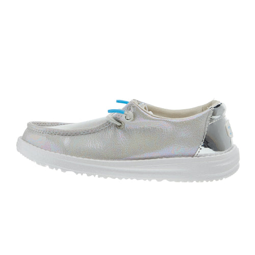 Hey Dude Girls Wendy Iridescent Sparkle Silver Shoe