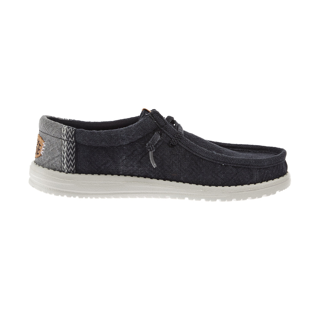 Hey Dude Men`s Wally Jute Black/Granite Grey Shoe