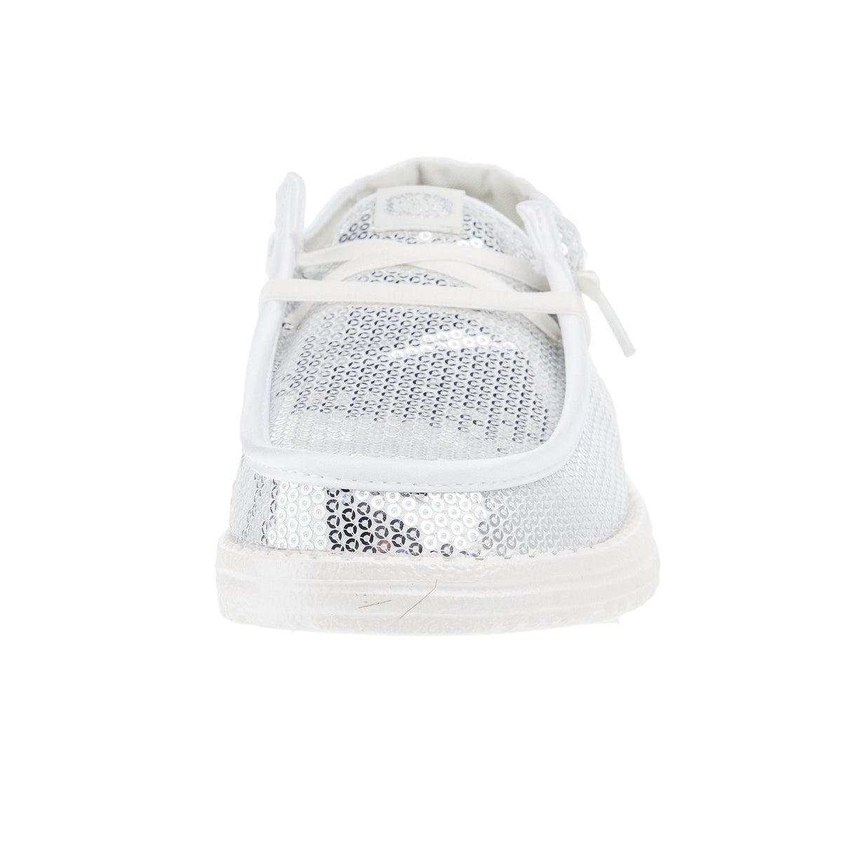 Hey Dude Womens Disco Sequin Silver Casual Shoe
