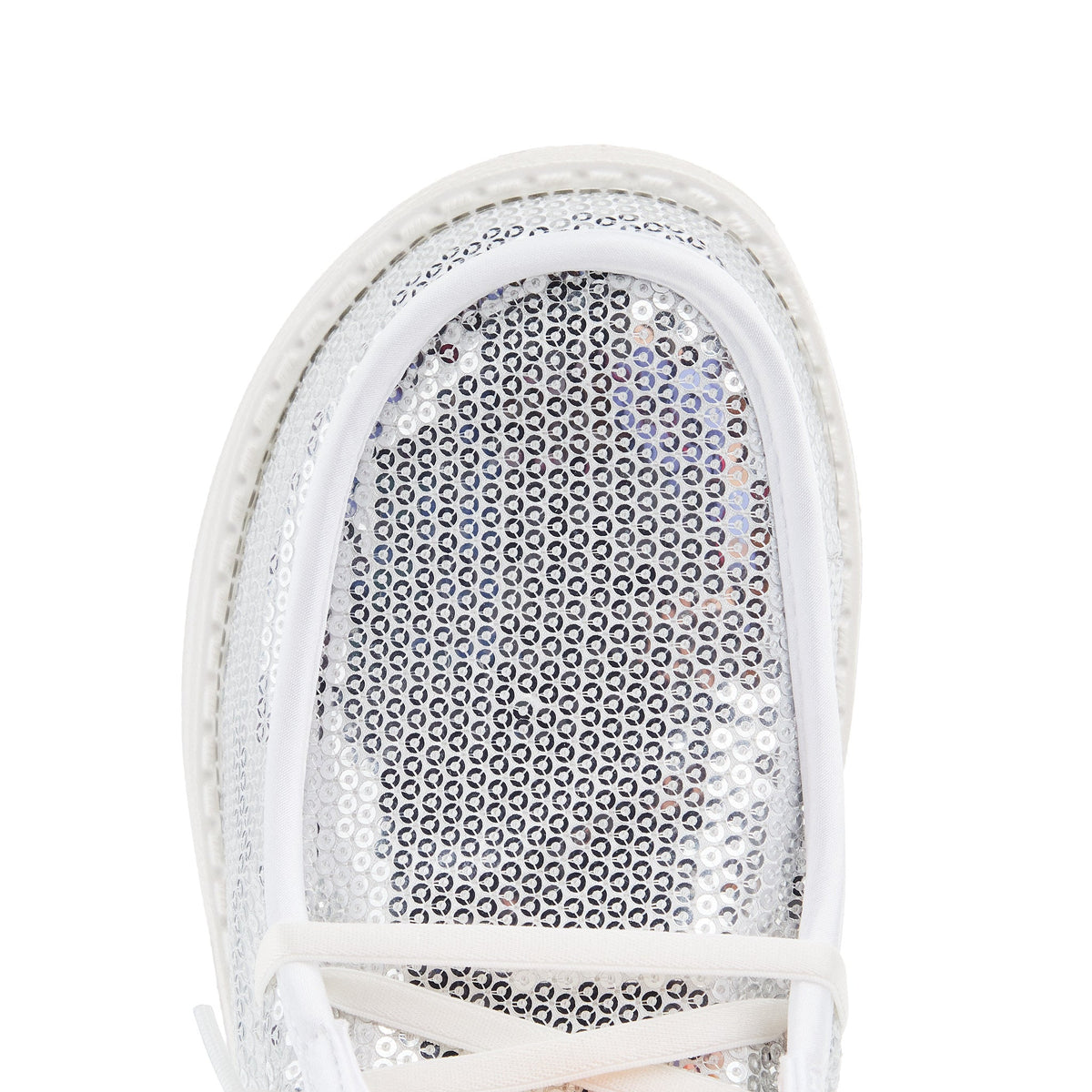 Hey Dude Womens Disco Sequin Silver Casual Shoe