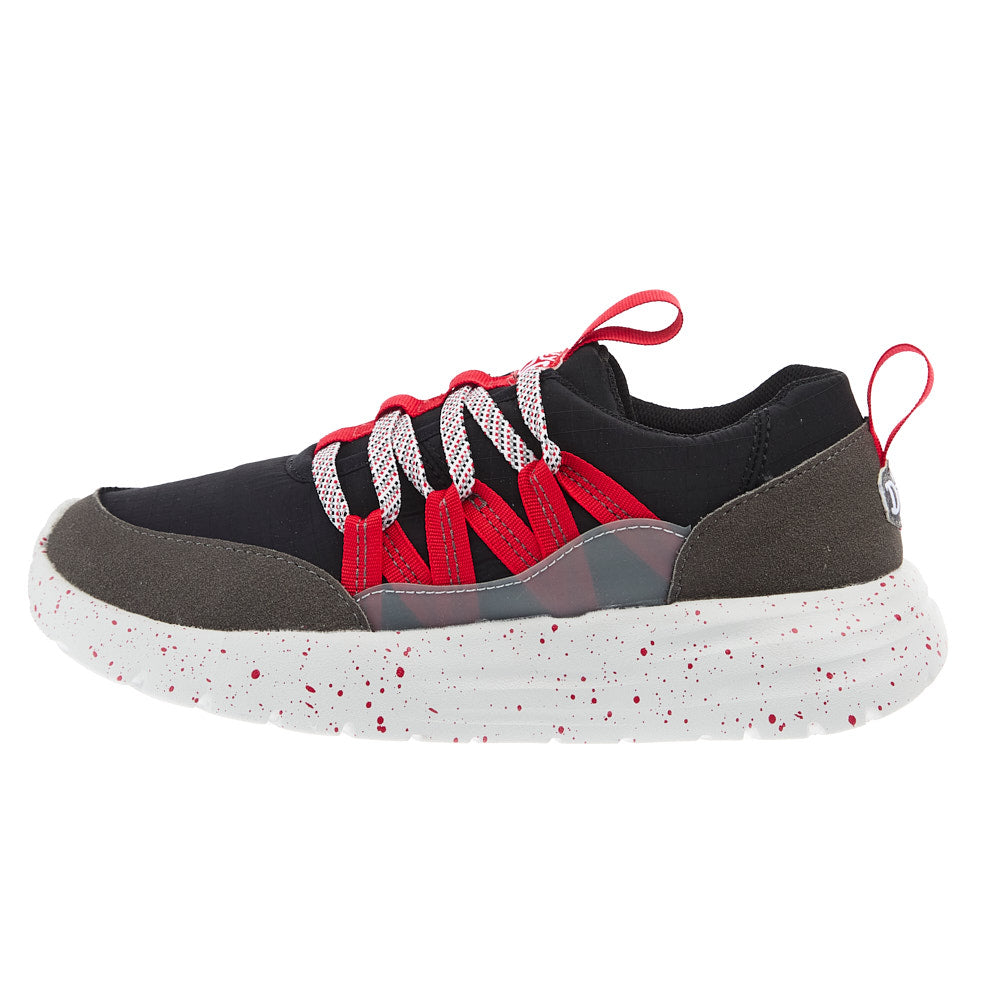 Hey Dude Youth Sirocoo Trek Sport Black and Red Sneaker