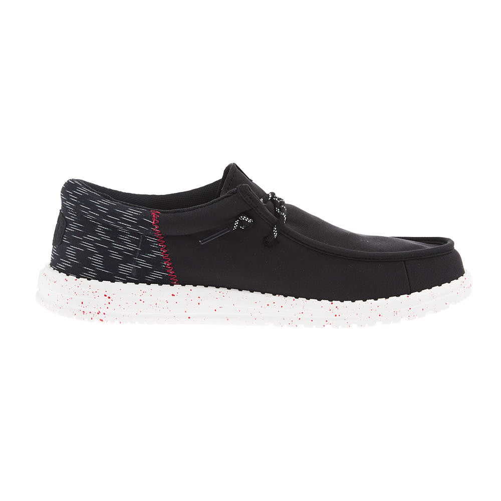 Hey Dude Mens Black and Red Wally Funk Jersey Casual Shoe