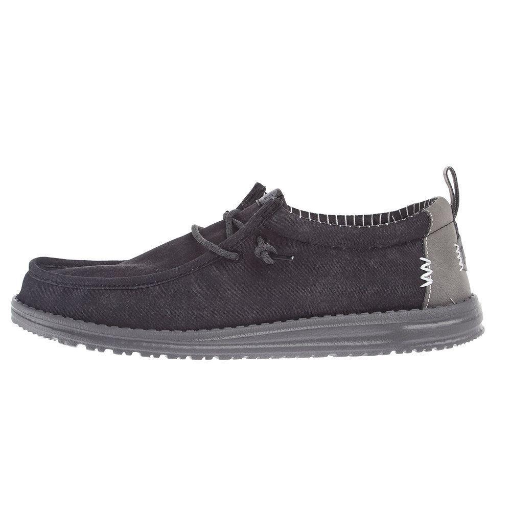 Hey Dude Men's Wally Vintage Classic Black Oyster Casual