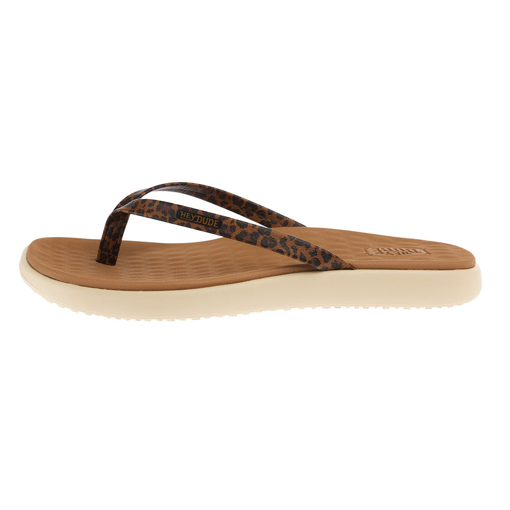 Hey Dude Women's Tan Leopard Maui Breez Flip Flop